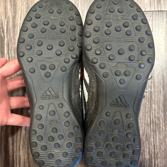 Kid’s Adidas Black Cleats with Red Laces - Picture 3 of 4